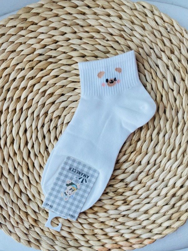 Producto - Medias blancas con osito marroncito