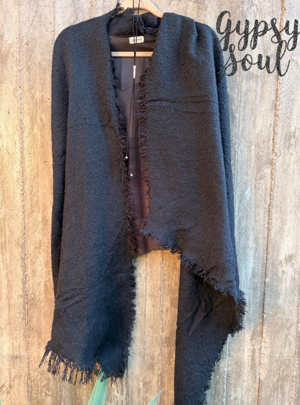 Producto - Pashmina de lana irregular negra