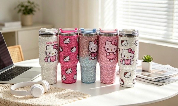 Producto - (WA-2026-5)Vasos Quencher brillo de Hello Kitty - 1200ML
