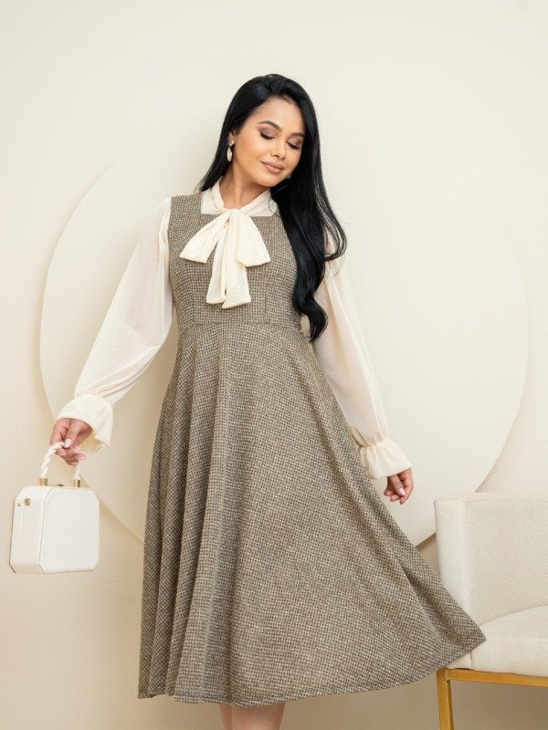 Producto - Conjunto vestido y blusa BEIGE (Art. 427) Talle L, XL y 2XL (talles chicos)