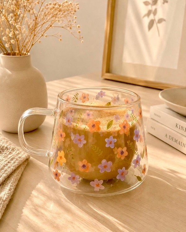 Producto - TAZA FLORES DOBLE VIDRIO