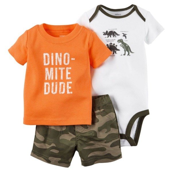 Producto - Trio Bebe Verano Naranja Dino