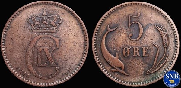 Producto - Dinamarca - 5 Ore (1874) KM #794 [VF-] - Restauración Conservadora