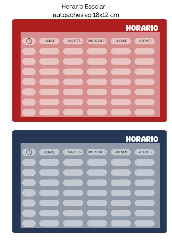Producto - Horario Escolar autoadhesivo x2 (18x13cm)