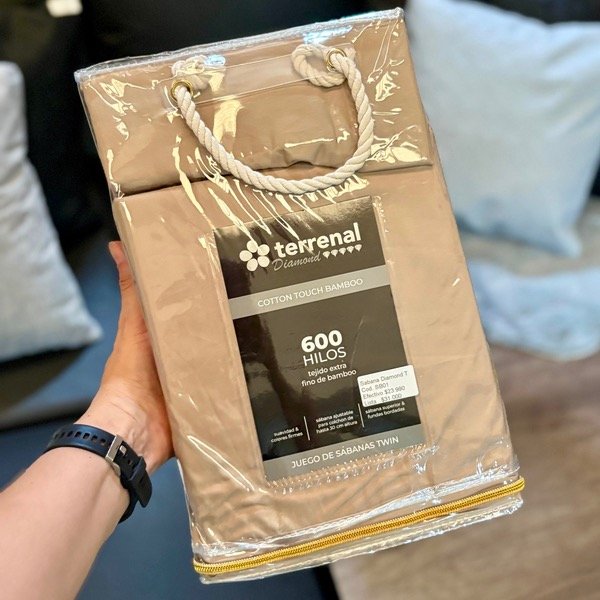 Producto - Sabana Lisa Diamond 6 Piezas Twin Terrenal 600 Hilos SB02
