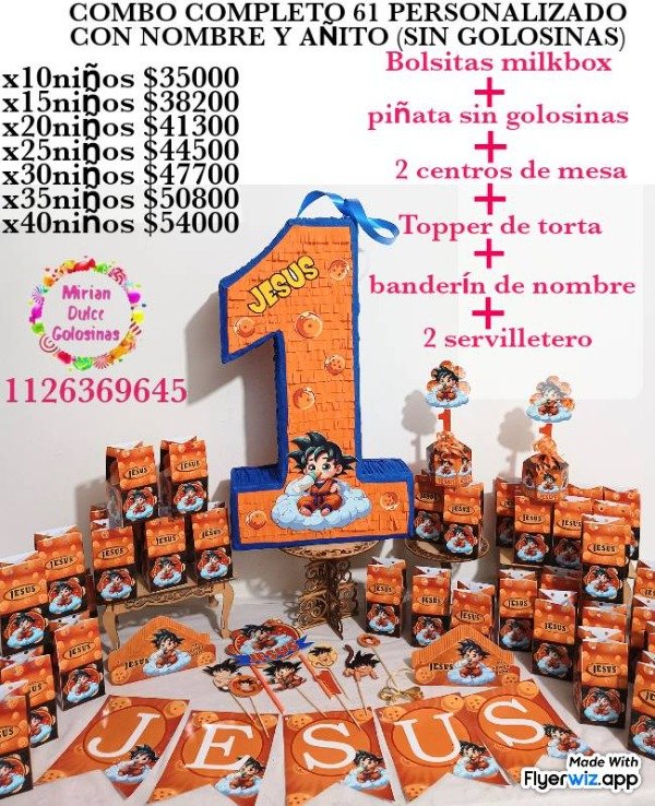 Producto - Combo cumpleaños 61 goku