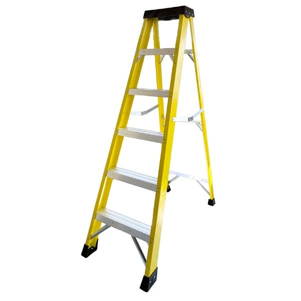 Producto - Escalera dieléctrica de 5 escalones con bandeja portaobjetos