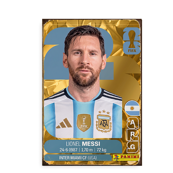 Producto - Chapa retro Mundial 2026 Messi dorada (SPO/110)