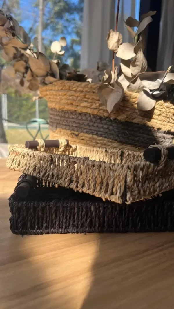 Producto - BANDEJITA DE RATTAN CON ASAS DE MADERA