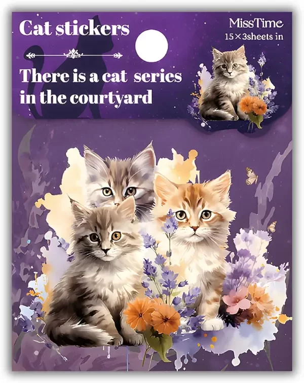 Producto - Pack de 45 Unidades Stickers PET Holográficos Orange Cat