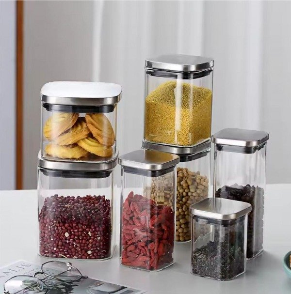 Producto - FRASCO DE VIDRIO CHICO 14CM TAPA METAL