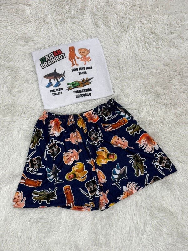 Producto - Pijama animado corto + remera manga corta - Tralalero Negro