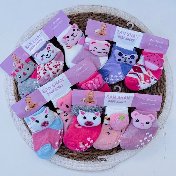Producto - Docena Medias San Shan Con Sonajero Antideslizante Bebé Nena