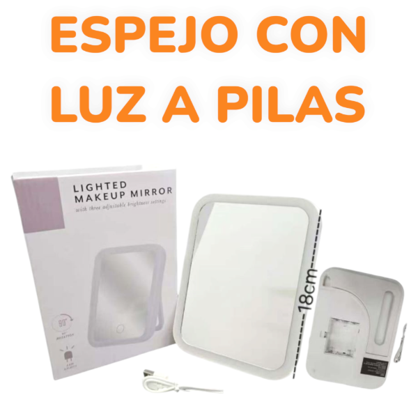 Producto - Espejo Con Luz Recargable USB A Pila 18CM EM0887