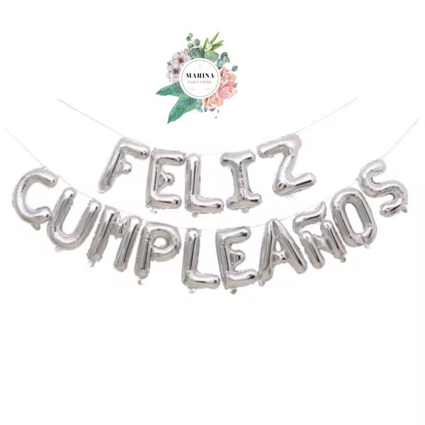 Producto - Banderin inflable Feliz cumpleaños Plata