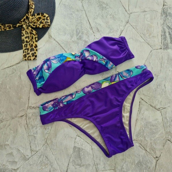 Producto - Bikini bandeau tazas violeta - talle 85