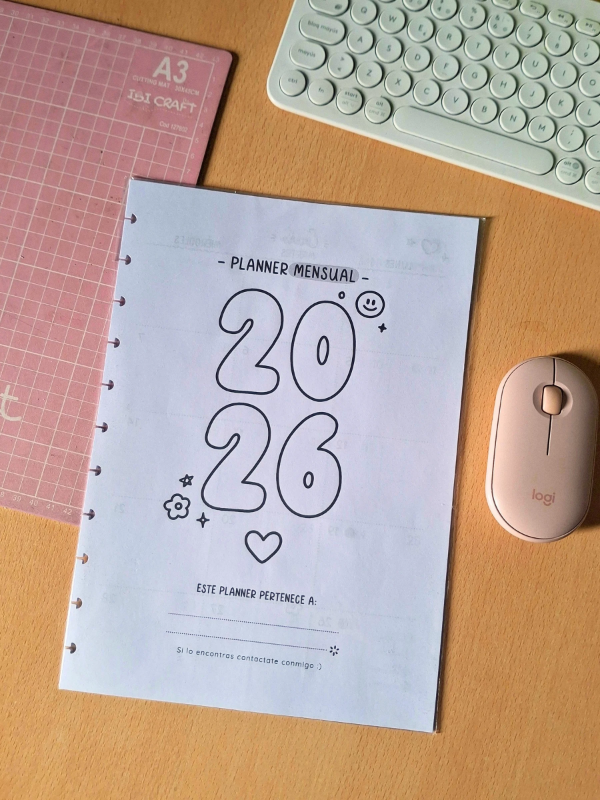 Producto - Planner mensual 2026 vertical A4 - repuesto