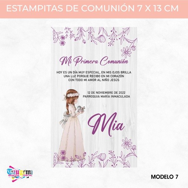 Producto - ESTAMPITAS DE COMUNIÓN - 7 X 13 CM "Niñas"