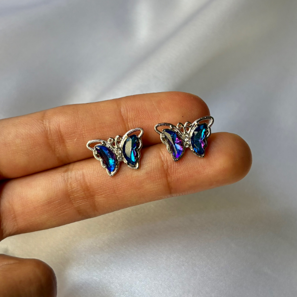 Producto - Aros mariposa tornasol azul/violeta
