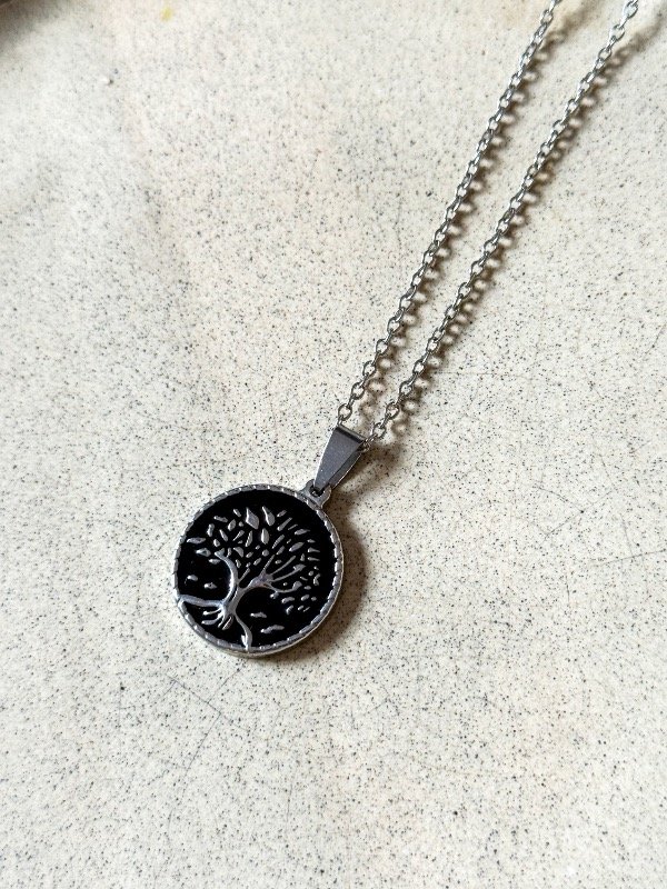 Producto - Conjunto acero quirúrgico árbol de la vida esmalte negro