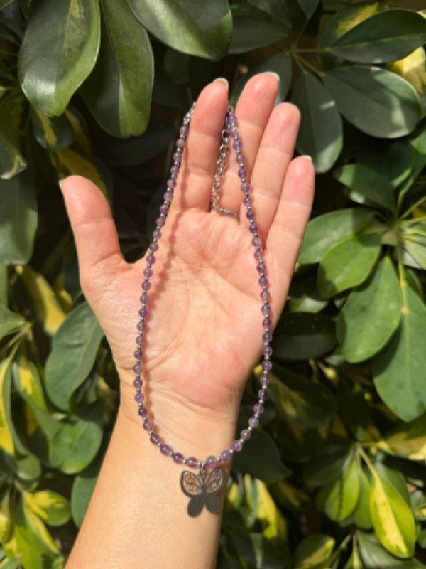 Producto - Choker Amatista Mariposa