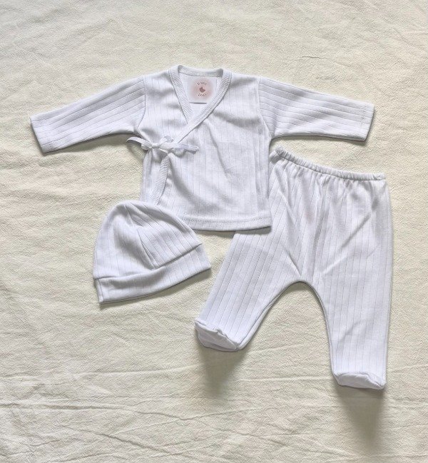 Producto - Ajuar 3 Piezas Acanalado Blanco