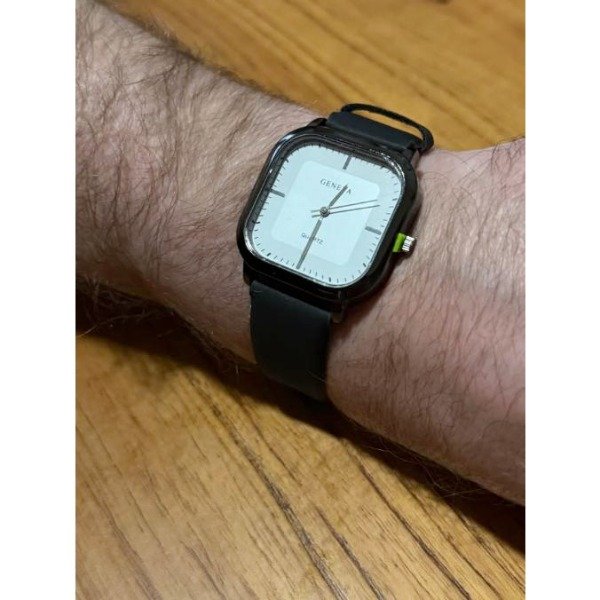 Producto - Reloj para hombre elegante cuadrado negro con esfera celeste - 0