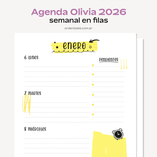 Producto - AGENDA OLIVIA 2026 (semanal en filas)