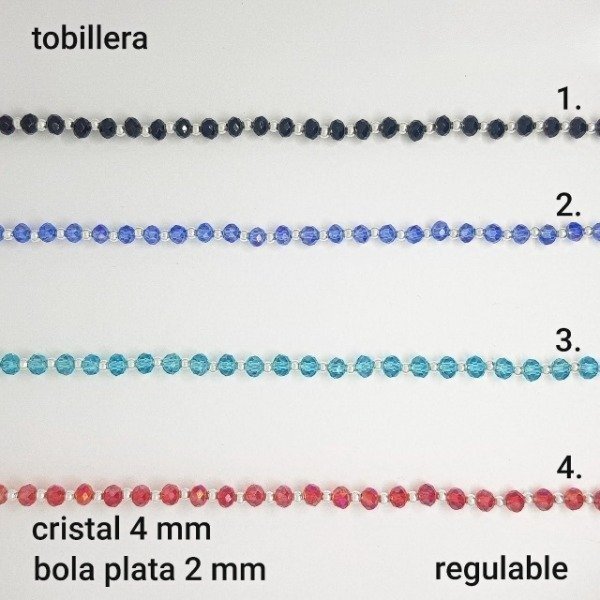 Producto - TOB #FP - Tobillera cristal de roca 4mm y bola de plata 2mm (DOLAR)