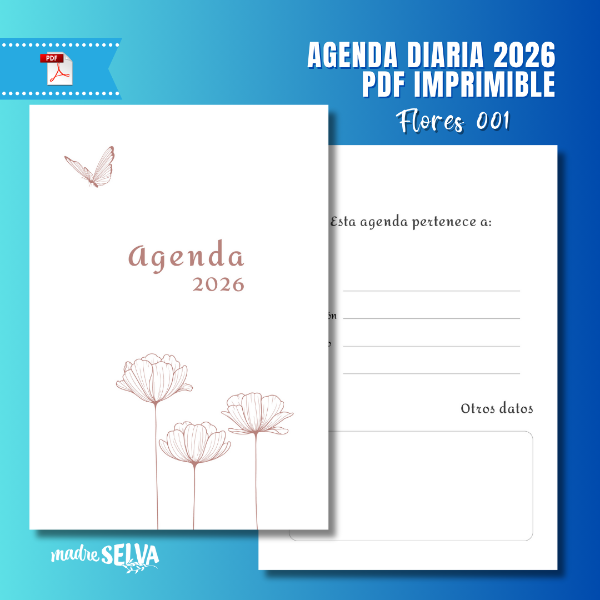 Producto - AGENDA 2026 - DIARIA - FLORES 001 - PDF IMPRIMIBLE