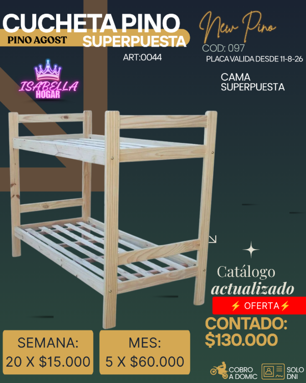 Producto - CUCHETA DE PINO SUPERPUESTA - 0