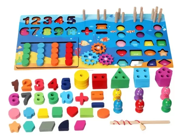 Producto - TABLERO DIDÁCTICO. Buscacaminos, engranaje, encastre geométrico y mas - 4