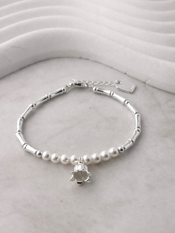 Producto - PULSERA DE PLATA TULIPÁN Y PERLAS 4473