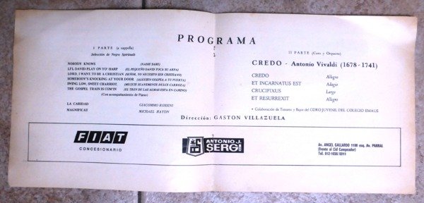 Producto - PROGRAMA DEL CONCIERTO JUVENIL FEMENINO DEL INST NTRA SRA DE LOURDES 19 11 1978 - 1