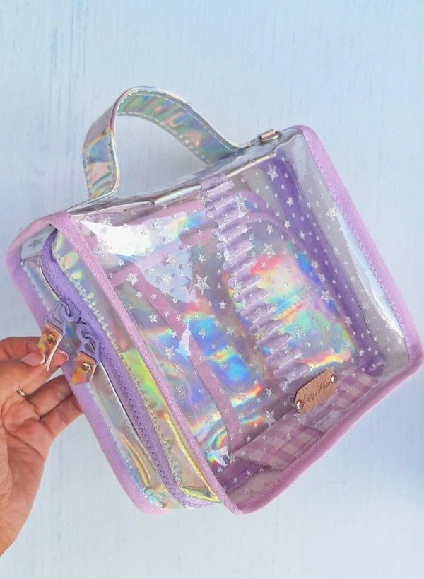 Producto - Cartuchera Isadora Tornasol Plateada Lila (POR PEDIDO)