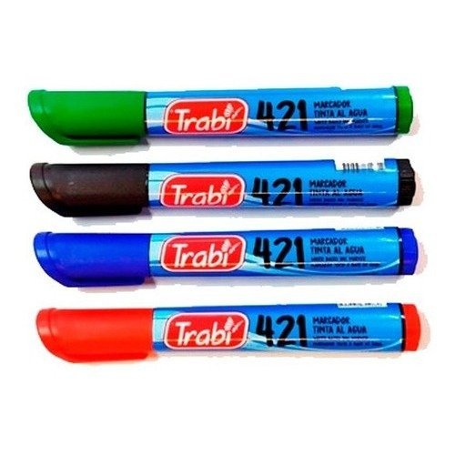 Producto - MARCADOR AL AGUA TRABI 421 PUNTA BISELADA COLORES VARIOS.
