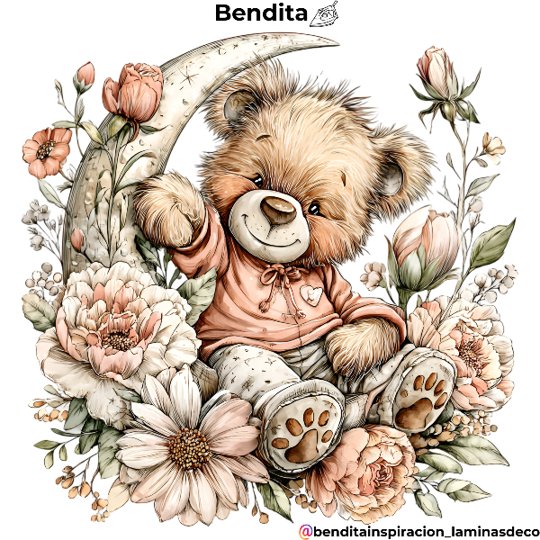 Producto - Bendita Plancha oso sentado luna salmón