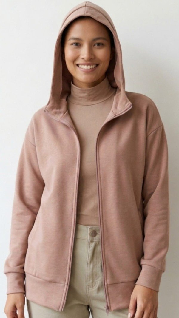Producto - Campera Larga con Capucha y Bolsillos Scuba (Art. 6153) - 0