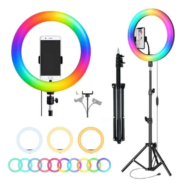 Producto - Aro De Luz Led Luxar 26cm Rgb Iluminador Trípode 2mts - 0