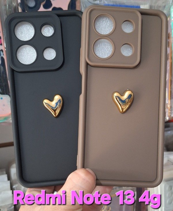 Producto - Fundas silicona con corazón dorado. Redmi Note 13 4g