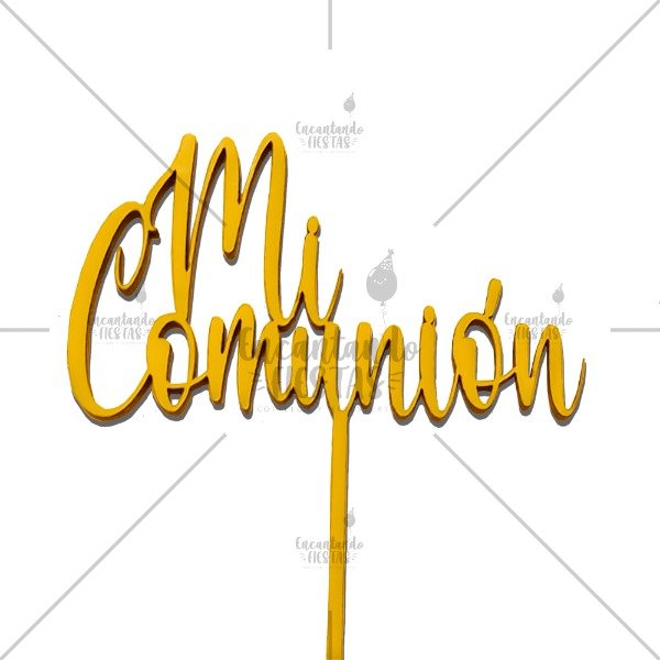 Producto - Adorno cake Topper comunión Dorado Fibrofacil