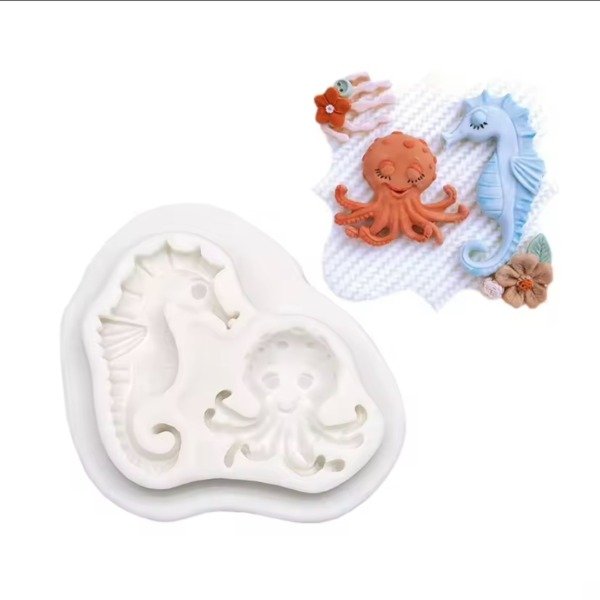 Producto - Caballito hipocampo y pulpo molde de silicona