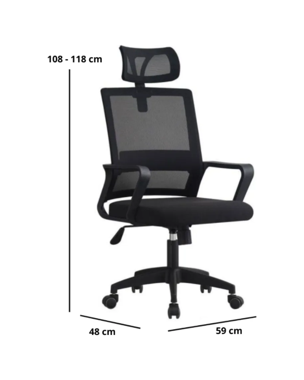Producto - Silla Ergonómica Escritorio Reclinable Tela Mesh Negro Malla