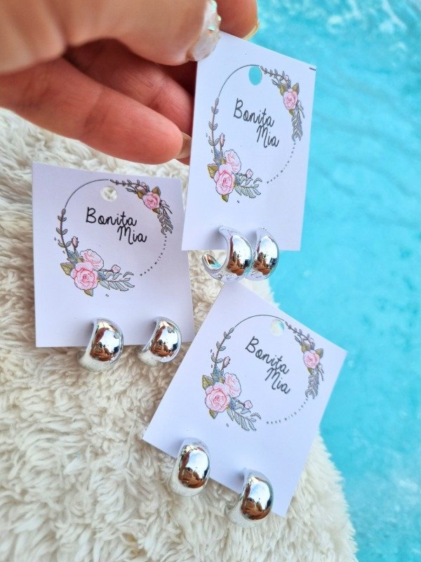 Producto - AROS CHUNKY ARGOLLA CHICA PLATEADO