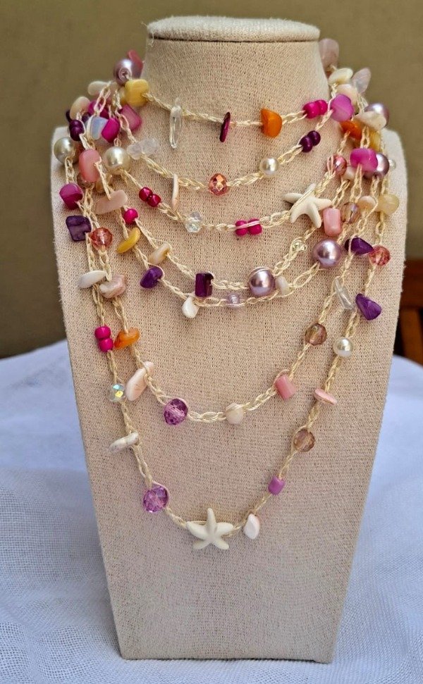 Producto - Collar mil vueltas rosa