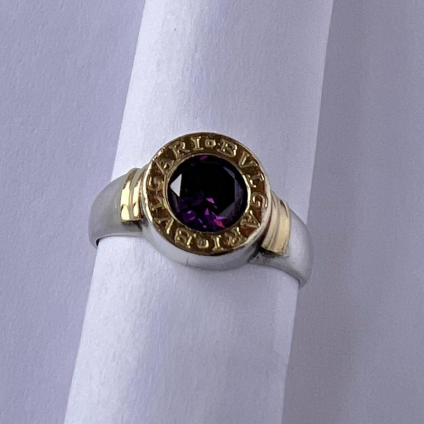 Producto - Anillo de plata y oro Bulgari violeta