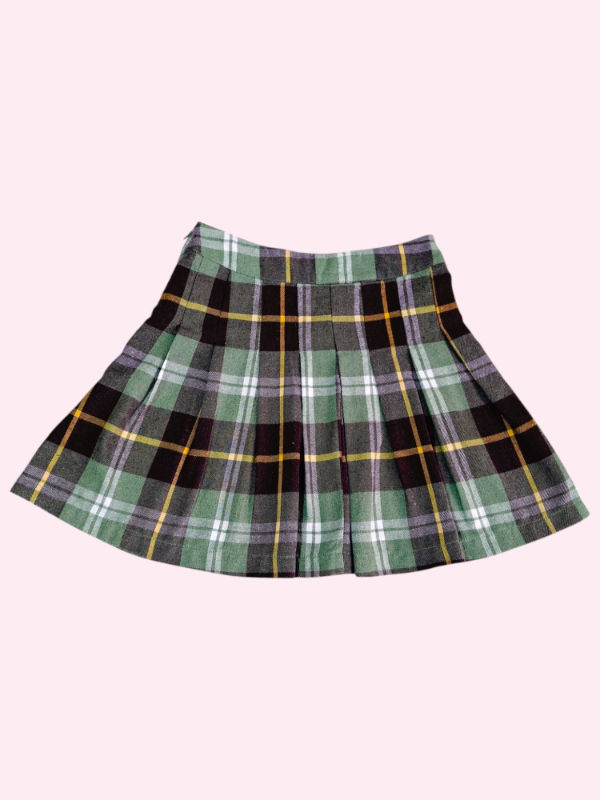 Producto - Pollera tableada cuadrille verde con marron Como Quieres 12 años