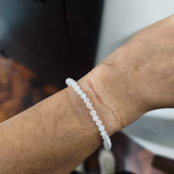 Producto - Pulsera cristal de roca vía láctea bicono (#375)