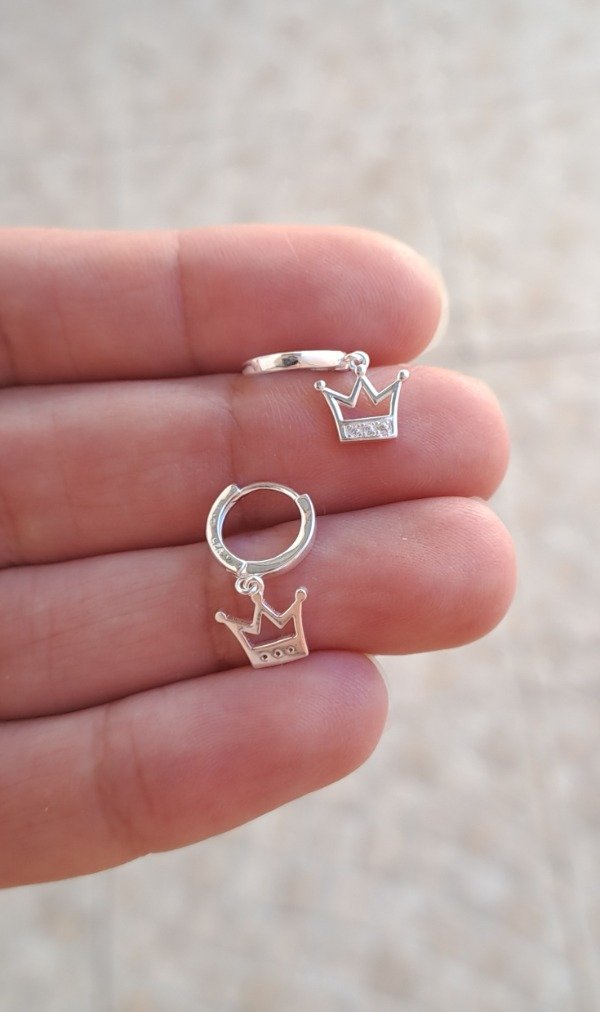 Producto - Argollita de Plata 10mm con Dije Corona Shine (unidad)