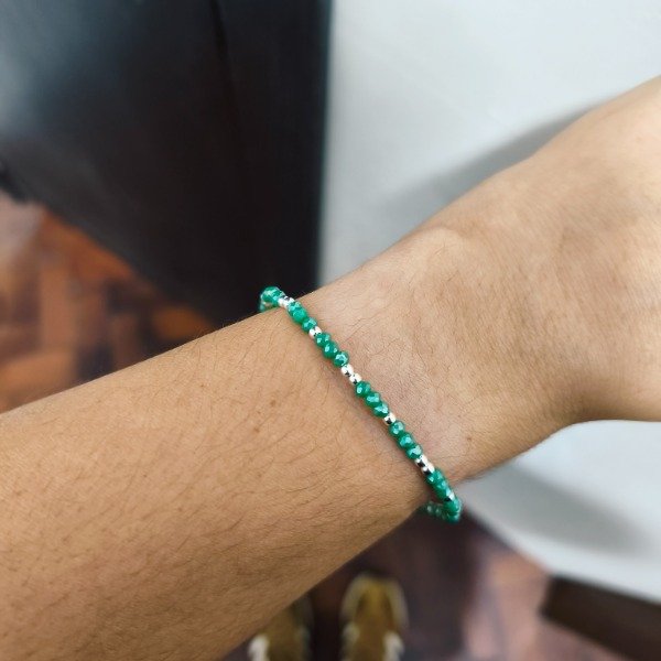 Producto - Pulsera cristal de roca mini VERDE (#546)